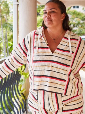 Women Roxy® Todos Santos Poncho Style Hoodie Stripes | YQIJ-25930