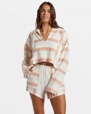 Women Roxy® Todos Santos Poncho Style Hoodie White | ADVB-14657