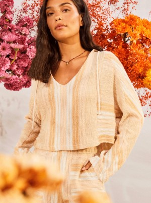 Women Roxy® Todos Santos Poncho Style Hoodie Stripes | JGLD-24063