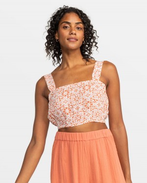 Women Roxy® Villa Woven Crop Tank Top Pink | GAEZ-43672