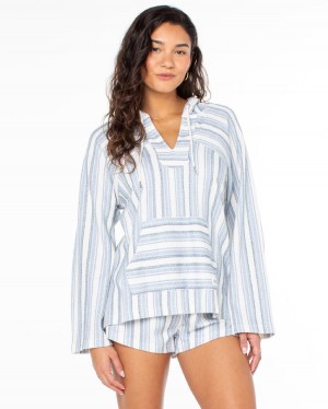 Women Roxy® Wild And Free Poncho Style Hoodie Blue | ZCSG-93275