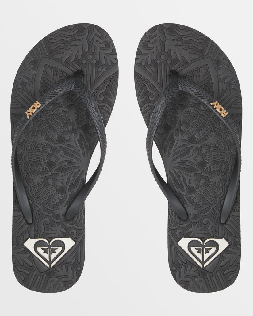 Girls's Roxy® Antilles II Flip Flops Black | EYZK-65249