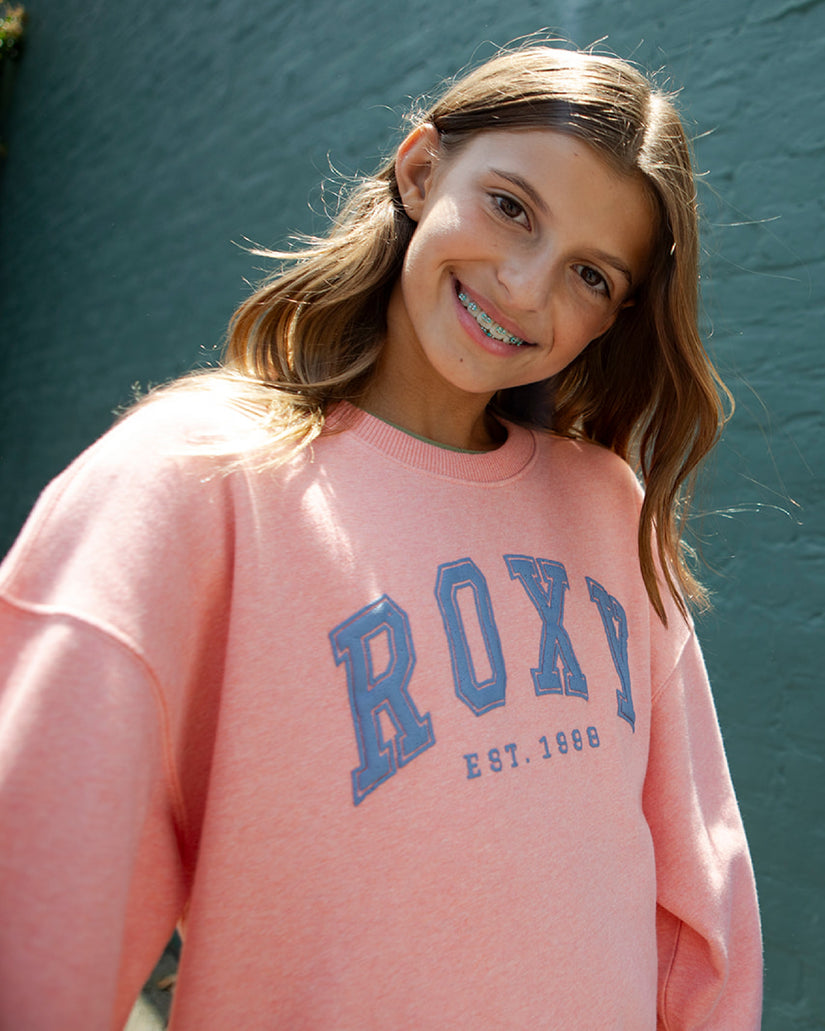 Girls's Roxy® Arch Oversized Crew Sweatshirt Rose | SRVG-37598