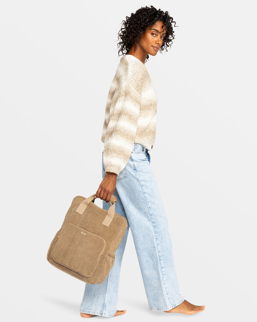 Girls's Roxy® Feeling Good Small Corduroy Backpack Khaki | REVT-64257