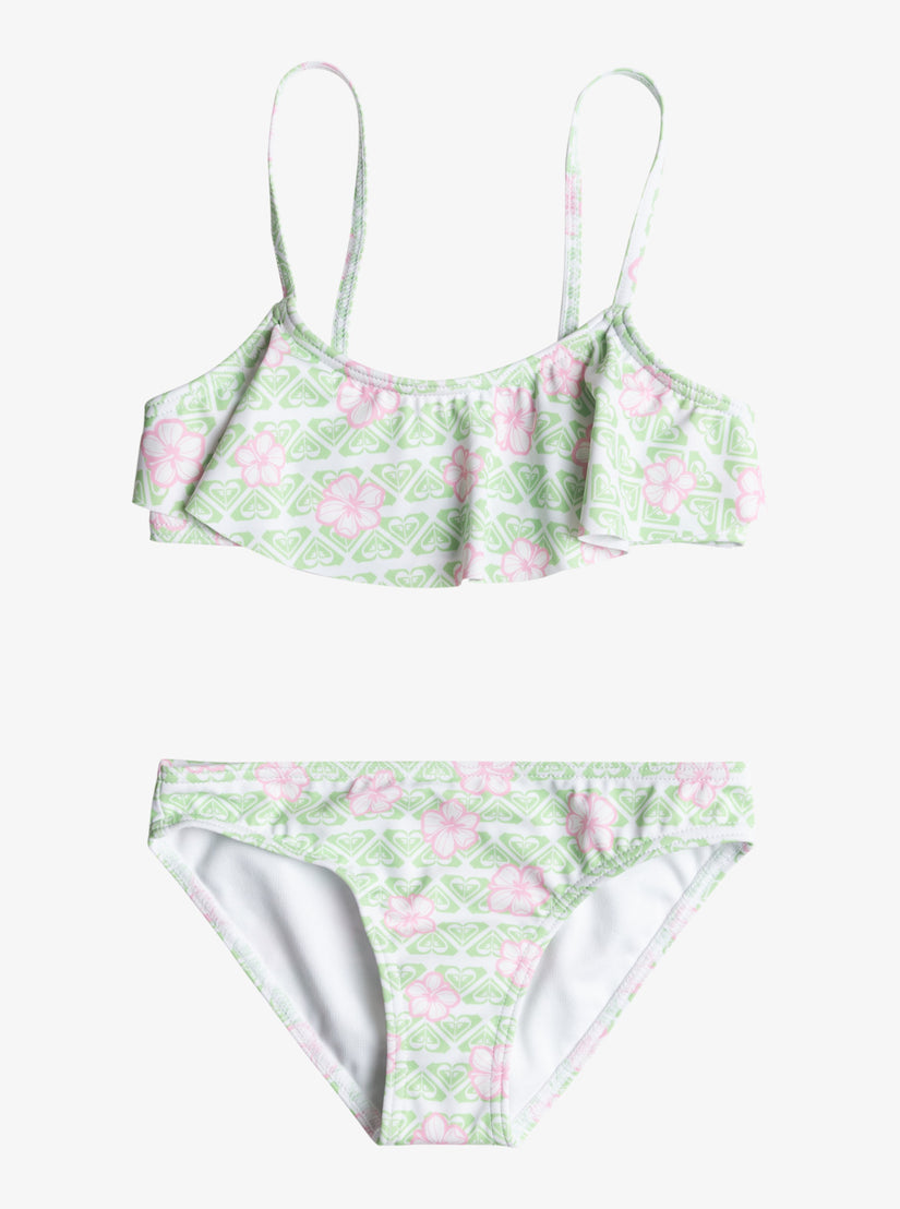 Girls's Roxy® Hibiline Flutter Bikini Set White | BHDL-36024