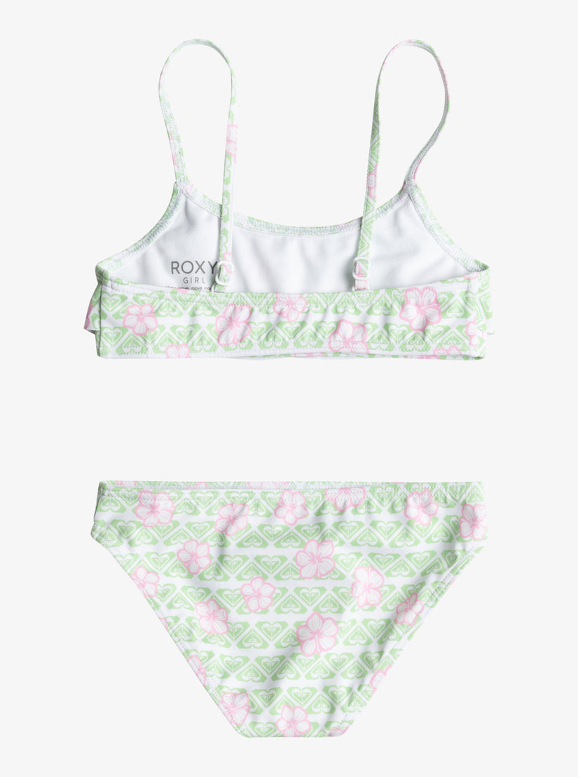 Girls's Roxy® Hibiline Flutter Bikini Set White | BHDL-36024
