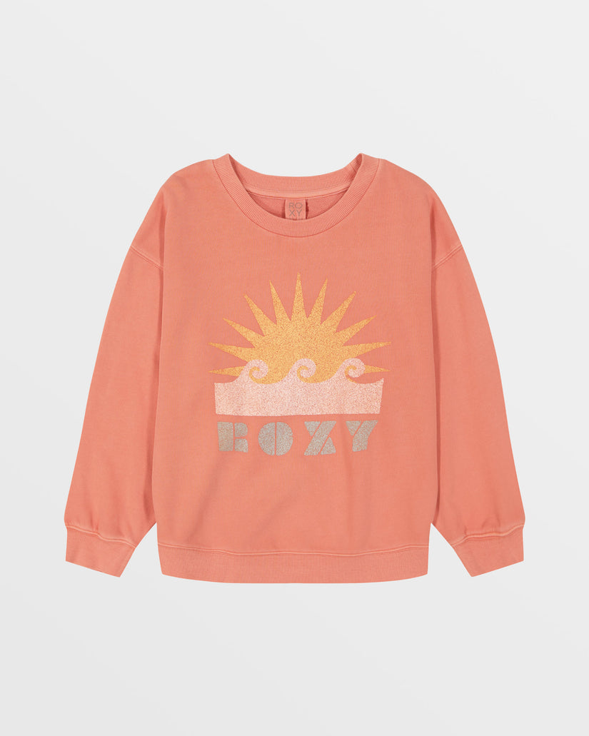 Girls's Roxy® Morning Hike Oversized Crew Sweatshirt Orange | AUXR-30584