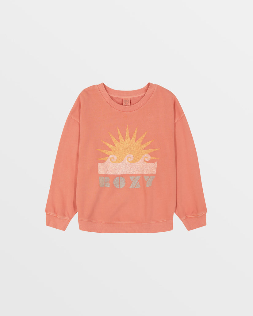 Girls\'s Roxy® Morning Hike Oversized Crew Sweatshirt Orange | OVUI-51948