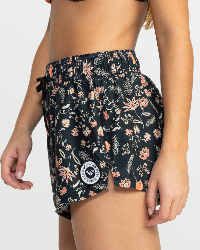 Girls's Roxy® No Bad Waves Printed Boardshorts Black | UHND-78604