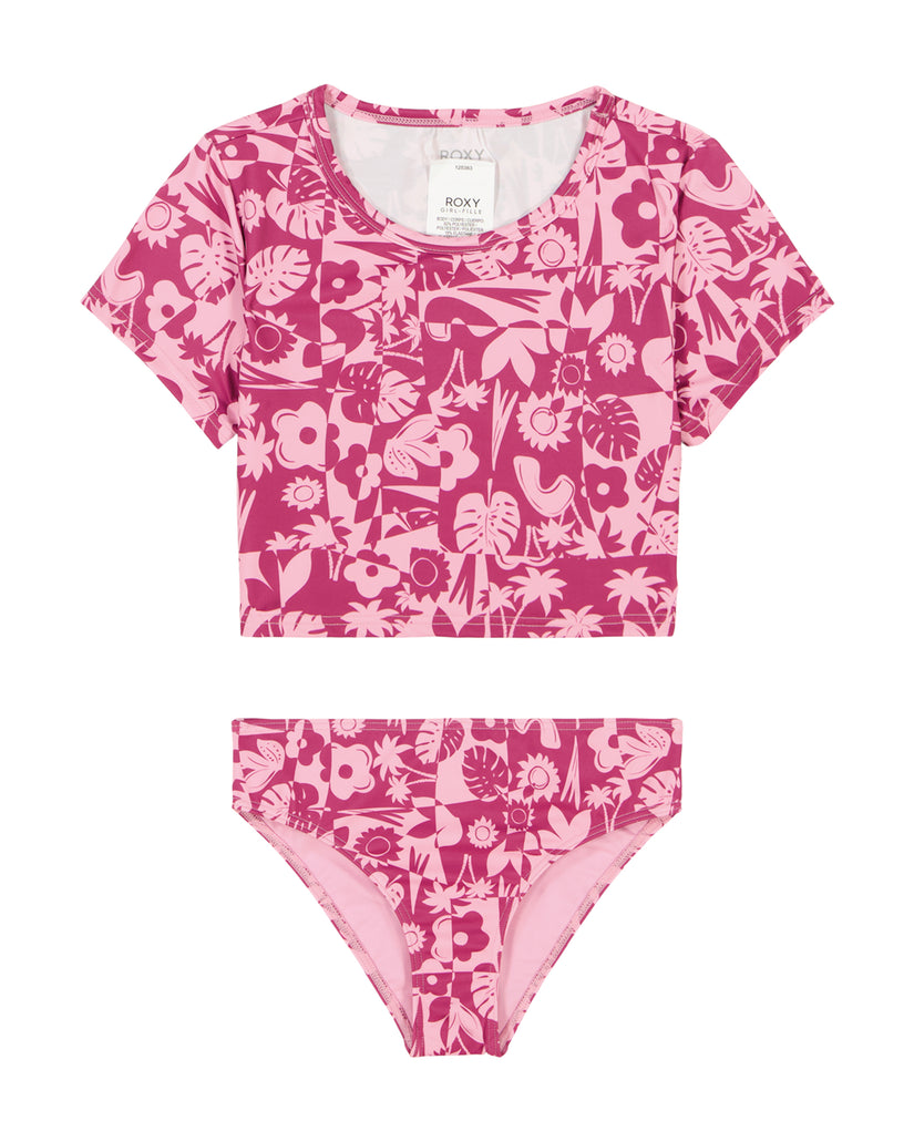 Girls\'s Roxy® Slice Of Paradise Crop Lycra Top Set Purple | XUFI-53862