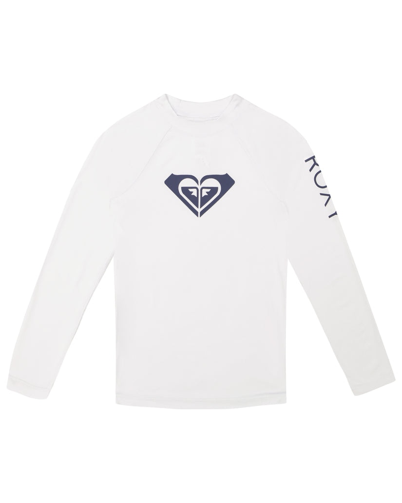 Girls\'s Roxy® Whole Hearted Long Sleeve Rashguards White | FZXS-28613