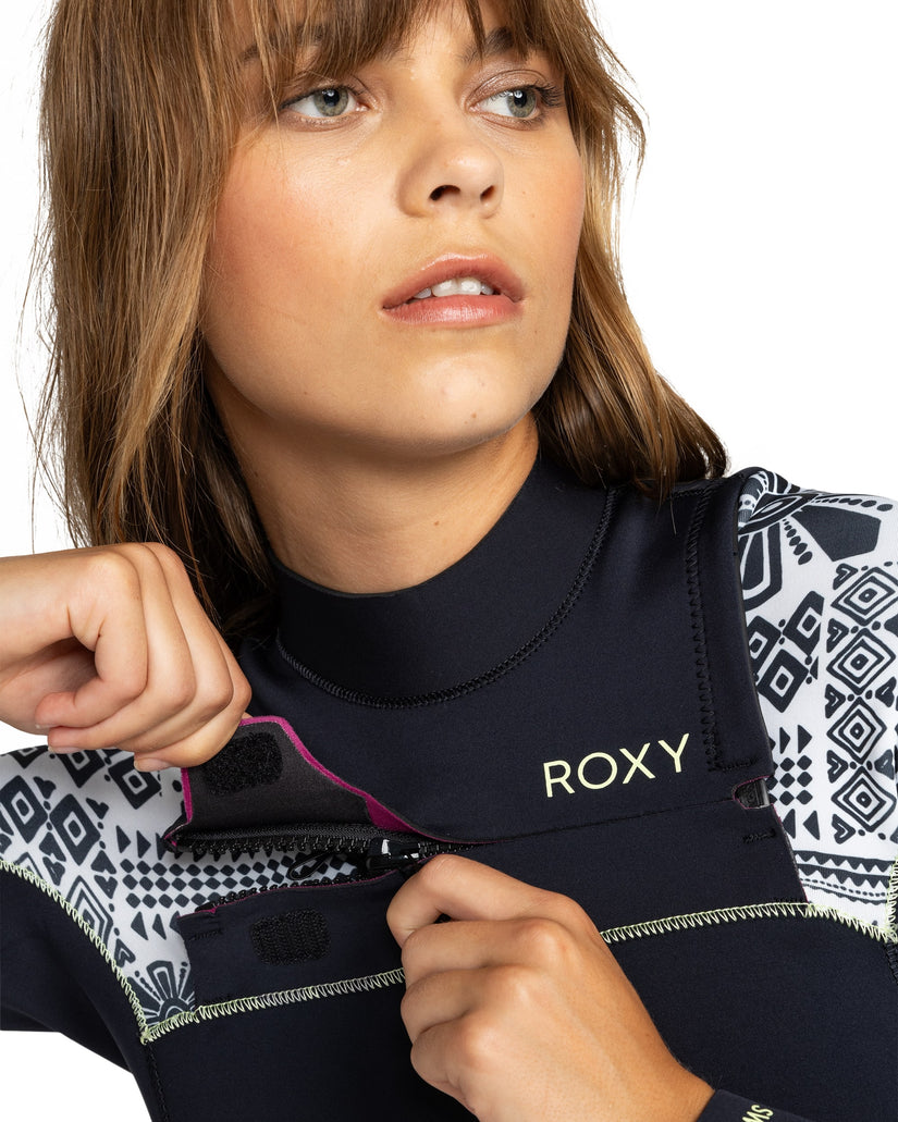 Women Roxy® 3/2mm Swell Series Chest Zip Wetsuit Black | JNUF-82703