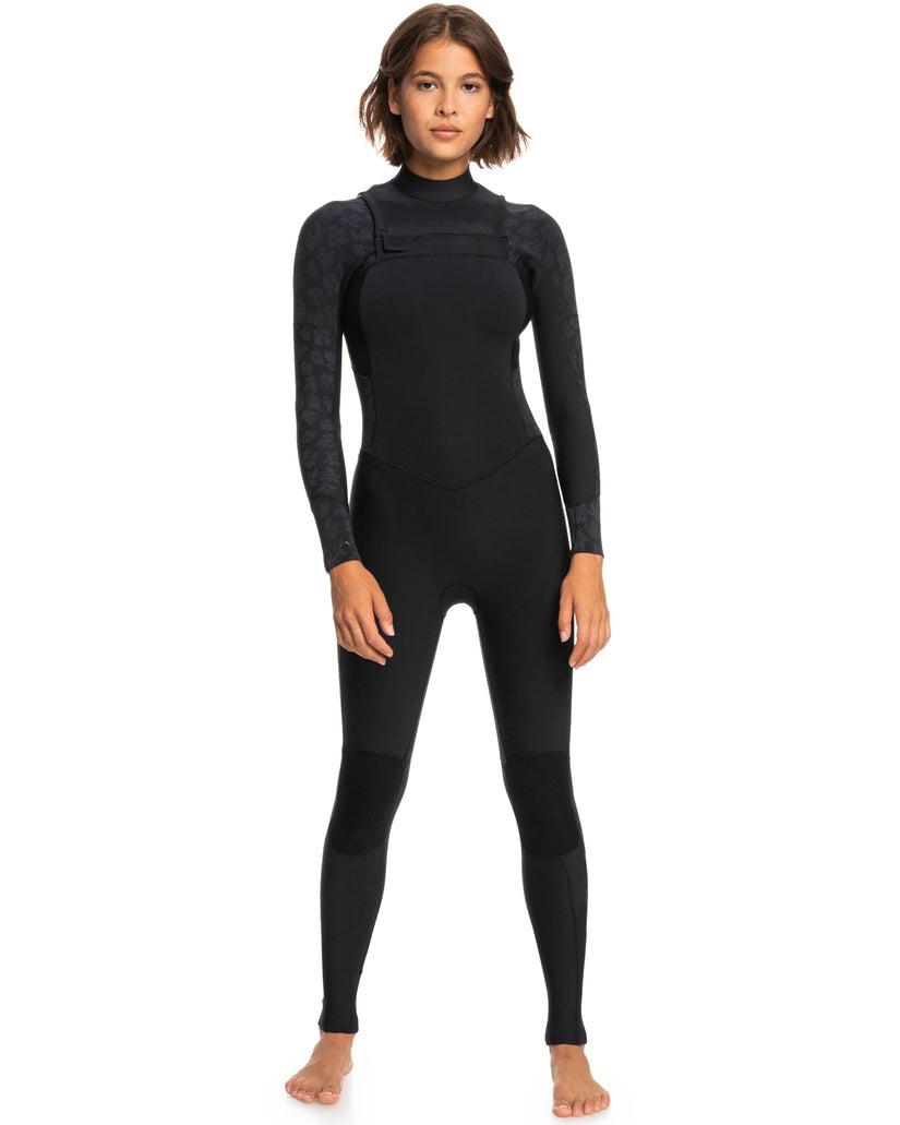 Women Roxy® 3/2mm Swell Series Chest Zip Wetsuit Black | UHSD-26738