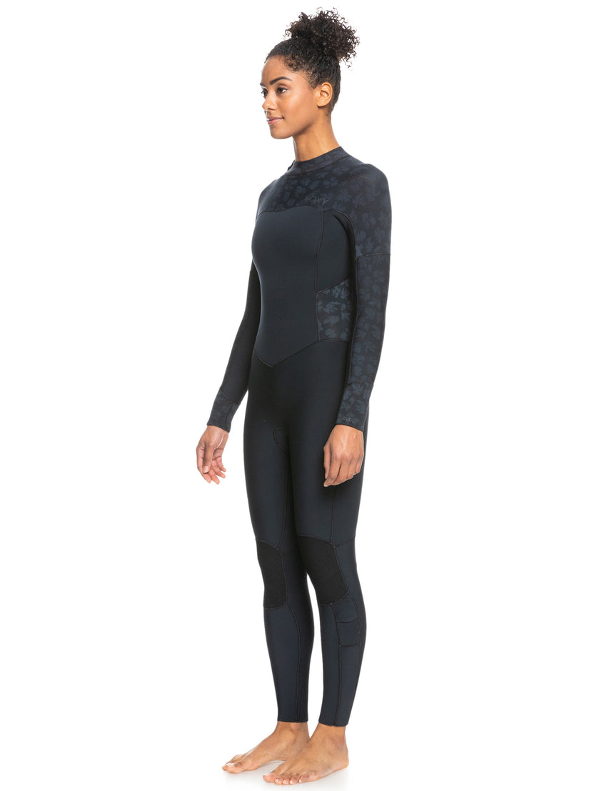 Women Roxy® 4/3mm Swell Series Back Zip Wetsuit Black | QVKR-68507