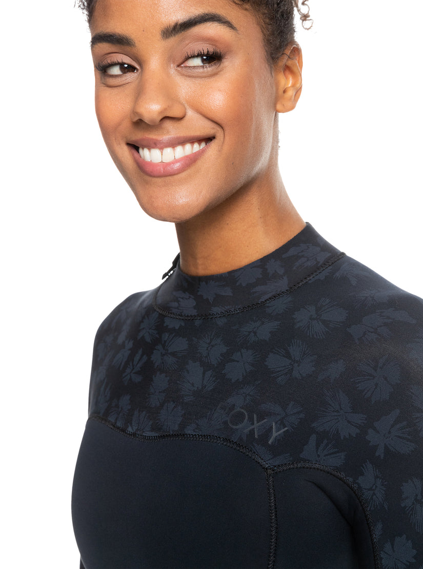 Women Roxy® 4/3mm Swell Series Back Zip Wetsuit Black | QVKR-68507