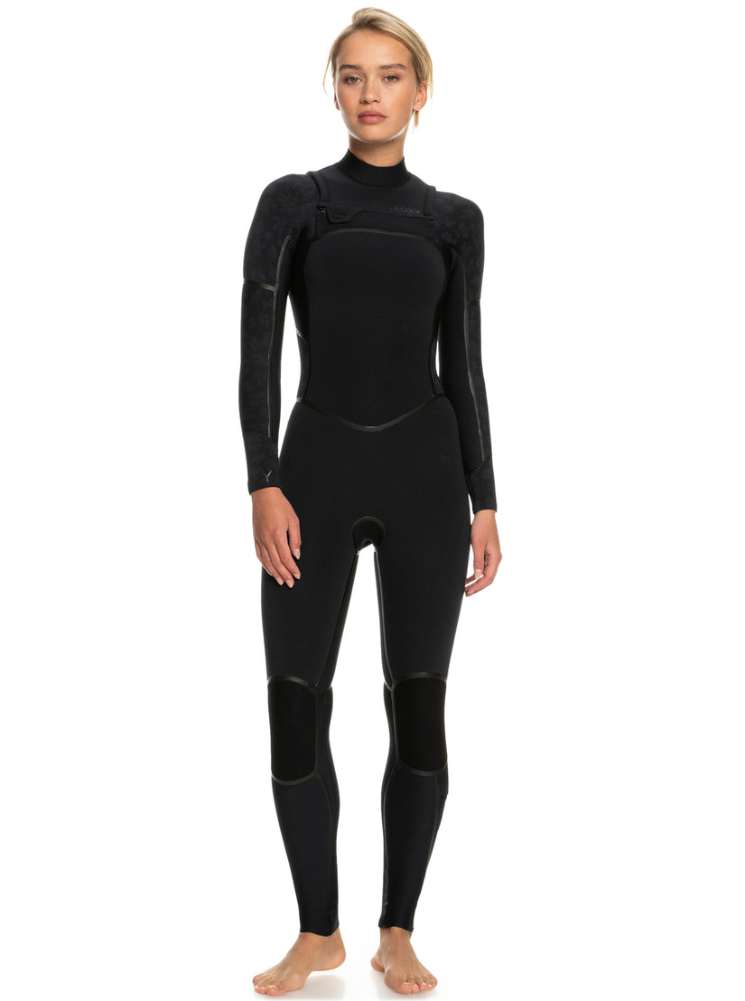 Women Roxy® 4/3mm Swell Series Chest Zip Wetsuit Black | QPLZ-39854