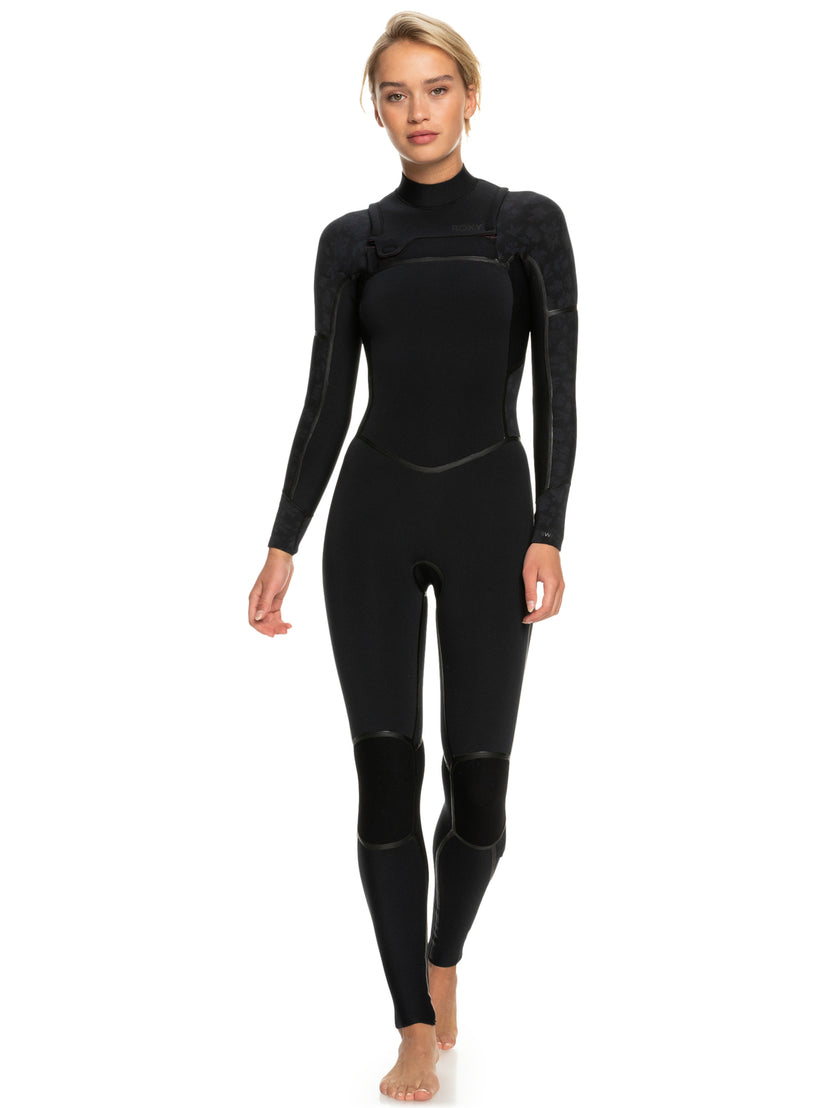Women Roxy® 4/3mm Swell Series Chest Zip Wetsuit Black | QPLZ-39854