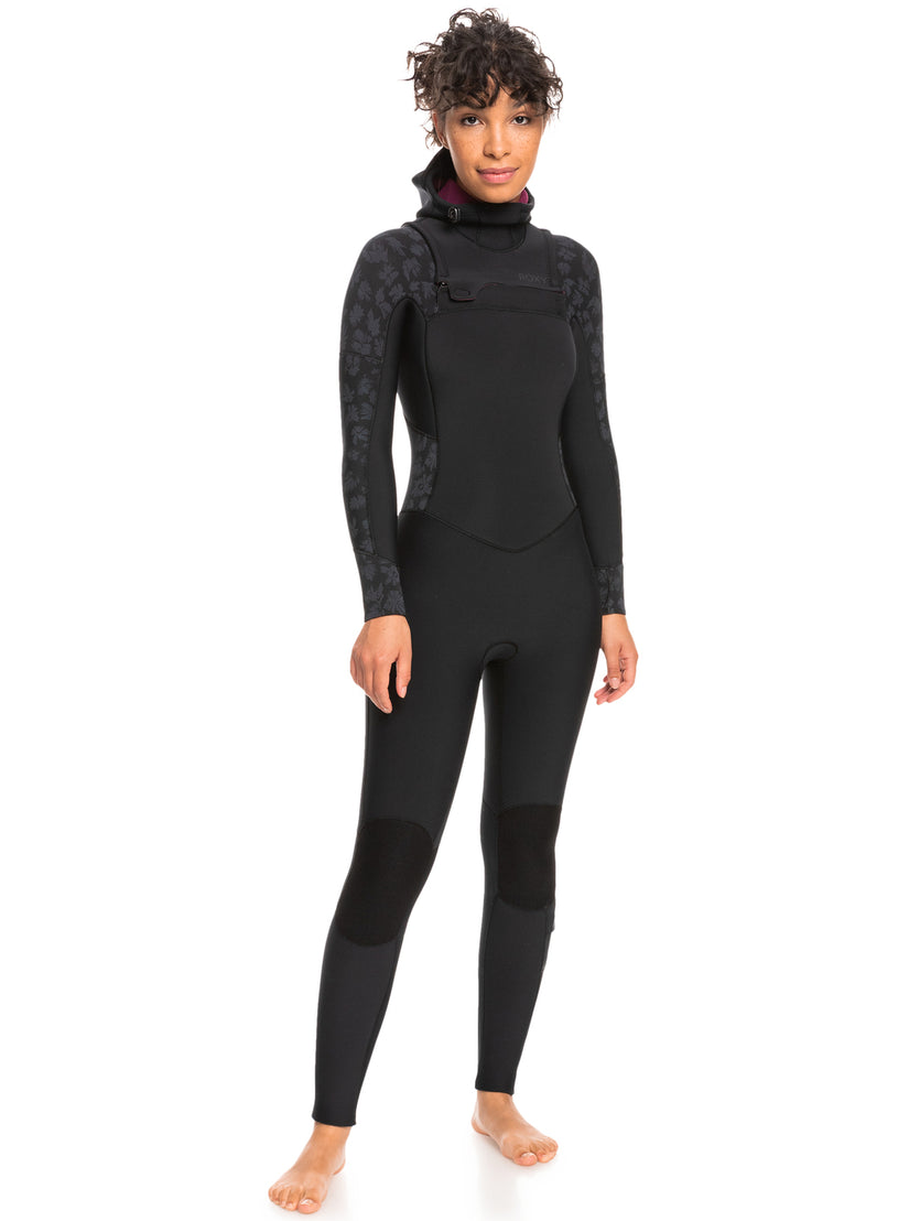 Women Roxy® 5/4/3mm Swell Series Hooded Chest Zip Wetsuit Black | XDUB-87963