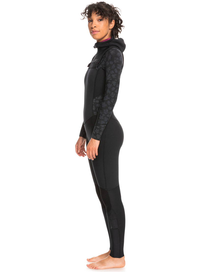 Women Roxy® 5/4/3mm Swell Series Hooded Chest Zip Wetsuit Black | XDUB-87963