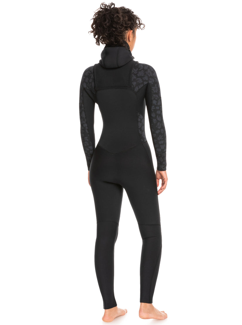 Women Roxy® 5/4/3mm Swell Series Hooded Chest Zip Wetsuit Black | XDUB-87963