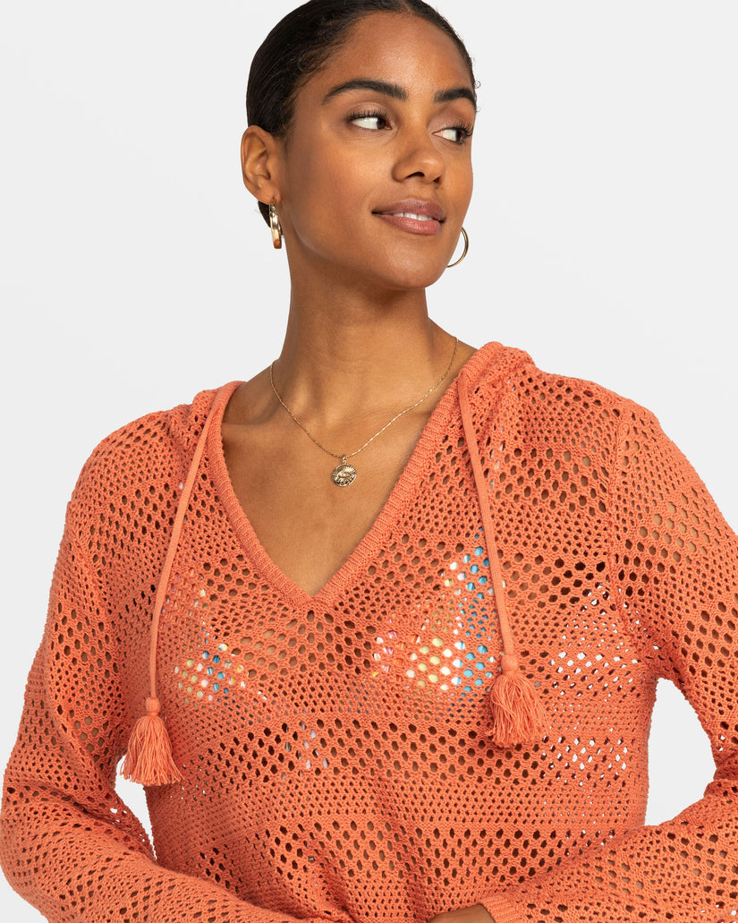 Women Roxy® After Beach Break Hooded Poncho Sweaters Orange | LKHD-27630