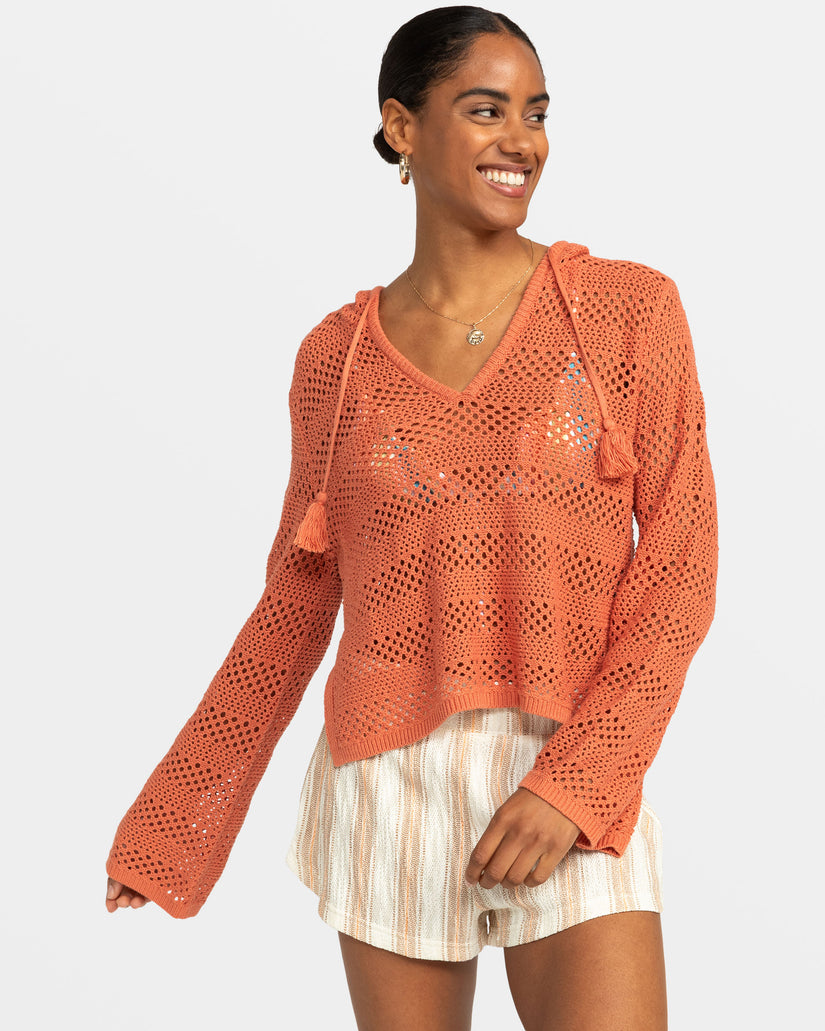Women Roxy® After Beach Break Hooded Poncho Sweaters Orange | LKHD-27630