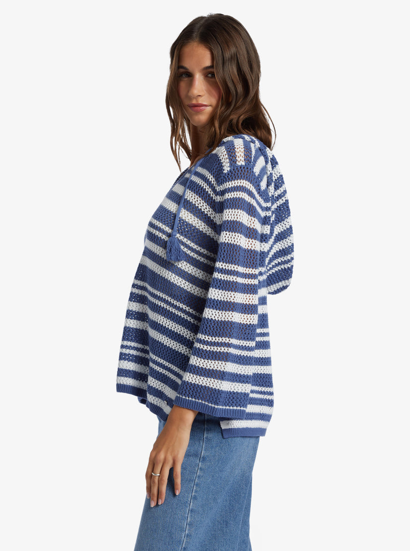 Women Roxy® After Beach Break Stripe V-Neck Sweaters Blue | TSAK-14275