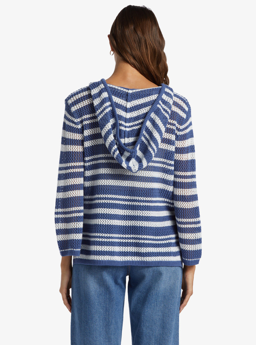 Women Roxy® After Beach Break Stripe V-Neck Sweaters Blue | TSAK-14275