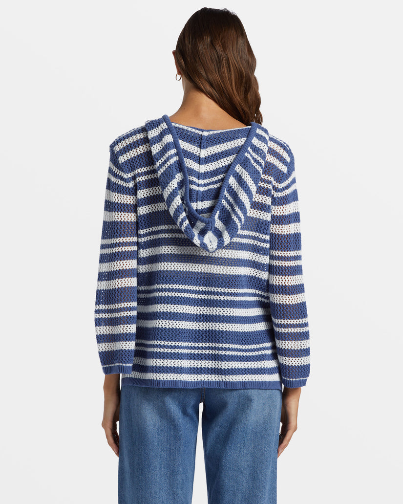 Women Roxy® After Beach Break Stripe V-Neck Sweaters Blue | TSAK-14275