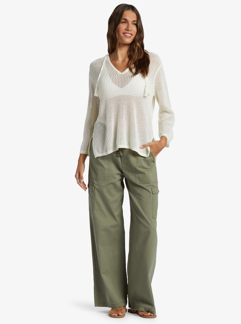 Women Roxy® After Beach Break V-Neck Sweaters White | QCKA-58203