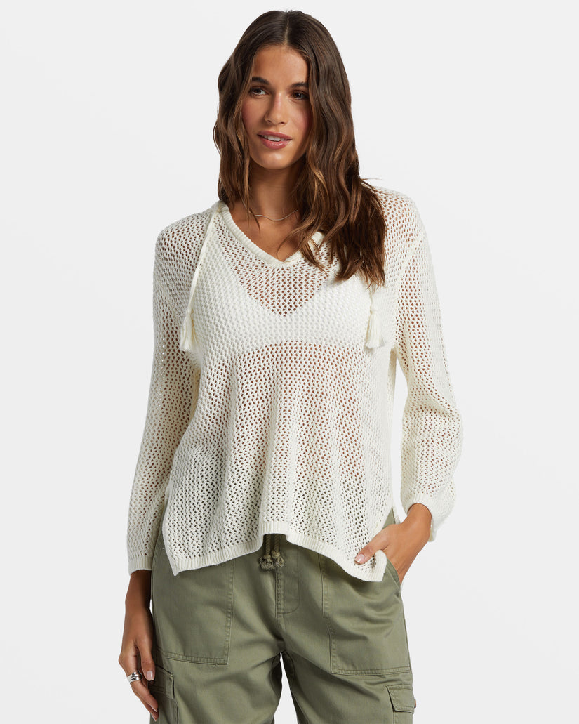 Women Roxy® After Beach Break V-Neck Sweaters White | QCKA-58203