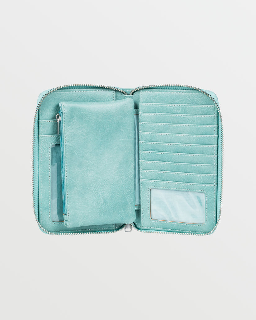 Women Roxy® Back in Brooklyn Zipper Wallet Turquoise | VBHR-85290