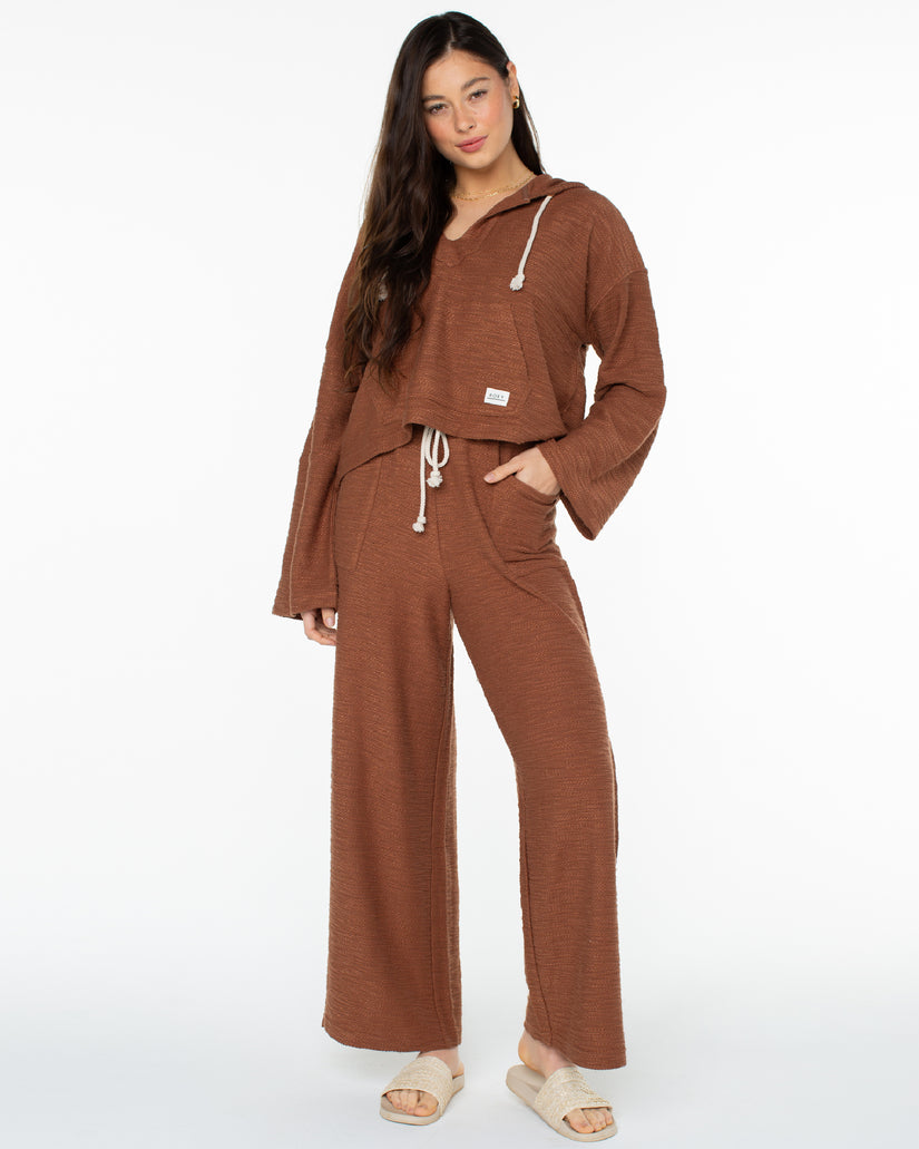 Women Roxy® Beach Breeze Side-Slit Wide Leg Pants Brown | TVJR-31475