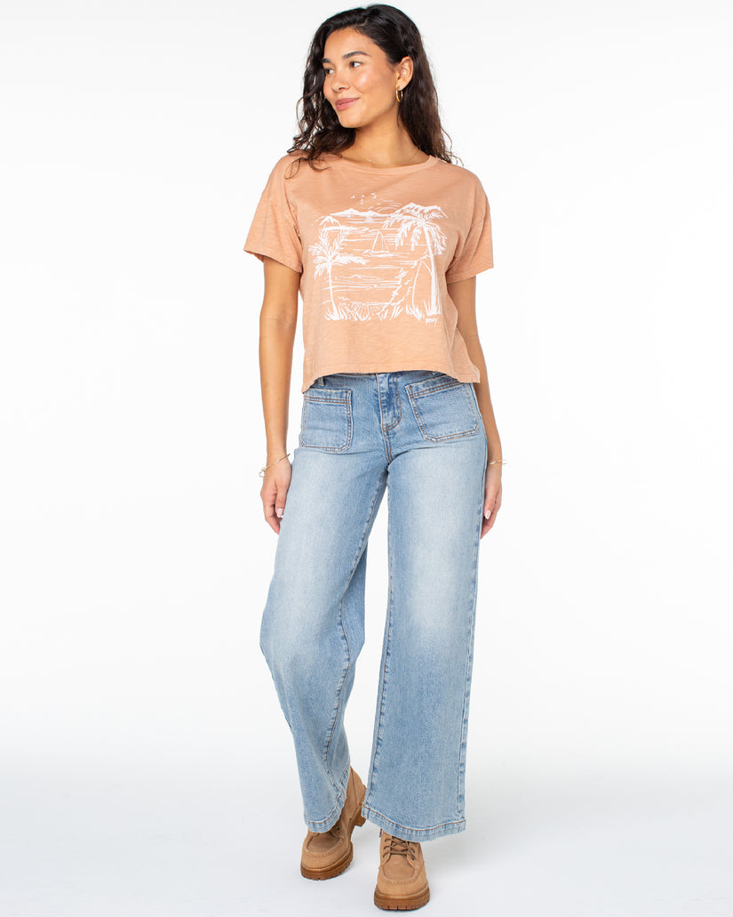 Women Roxy® Beach Sketch T-Shirt Brown | QVMZ-56183