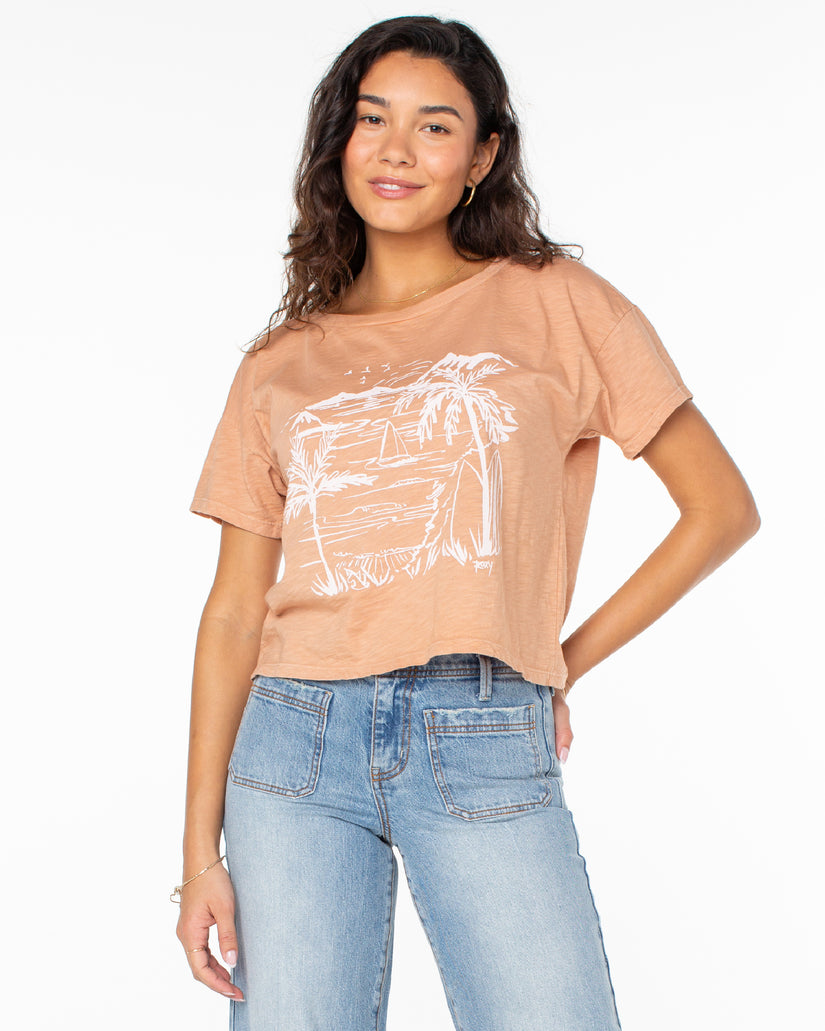 Women Roxy® Beach Sketch T-Shirt Brown | QVMZ-56183