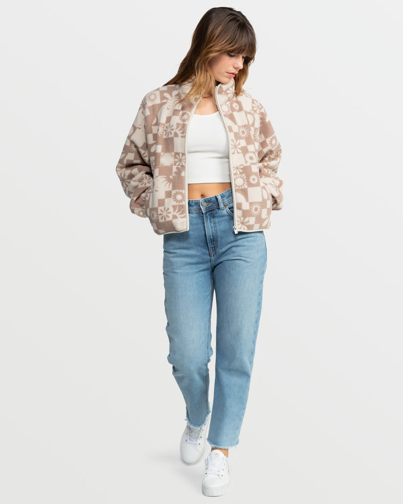 Women Roxy® Blurry Cloud Fleece Jackets Apricot | MWJI-43968