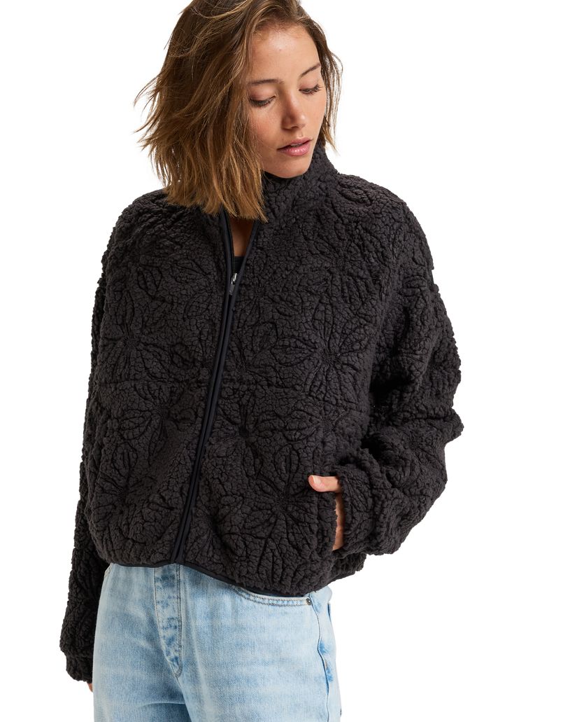 Women Roxy® Blurry Cloud Full Zip Polar Jackets Black | ZBYW-43560