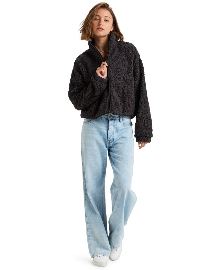 Women Roxy® Blurry Cloud Full Zip Polar Jackets Black | ZBYW-43560