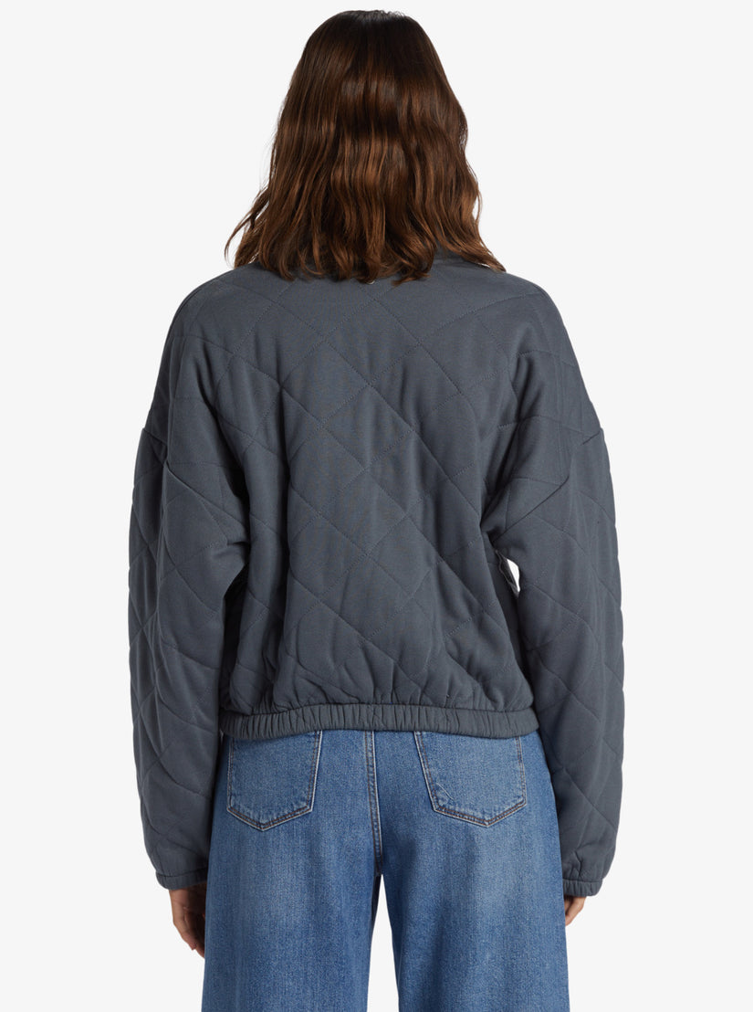 Women Roxy® Bonfire Babe Quilted Fleece Half-Zip Sweatshirt Dark Grey | XRHY-67038