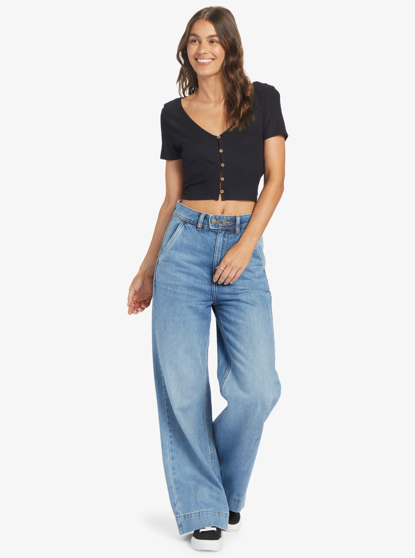 Women Roxy® Born With It Crop Tops Black | AFUK-54329