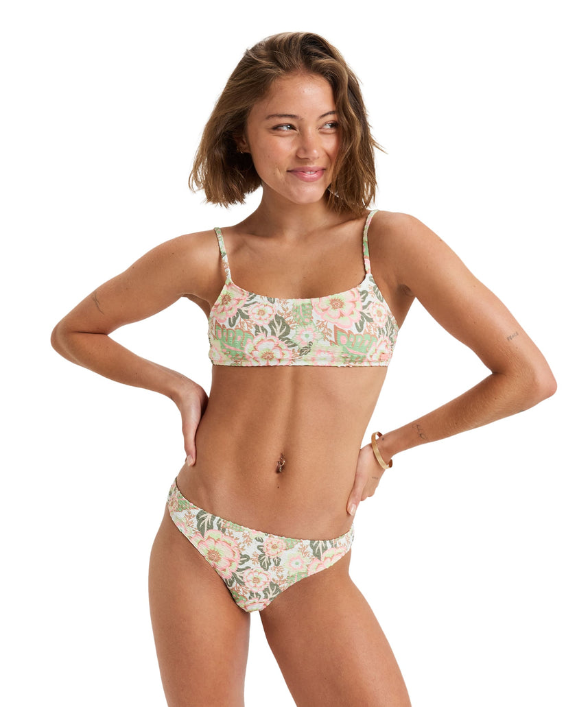 Women Roxy® Canarias Moderate Bikini Bottoms Green Flower | NQEY-68095