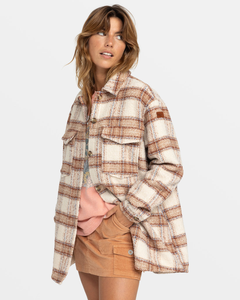 Women Roxy® Check The Swell IIII Shacket Jackets Brown | BDCE-75942
