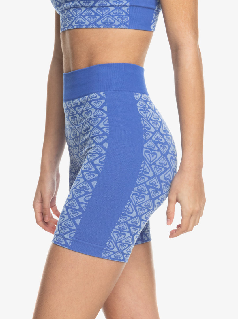 Women Roxy® Chill Out Seamless Heart Bike Shorts Blue | FIMA-24581