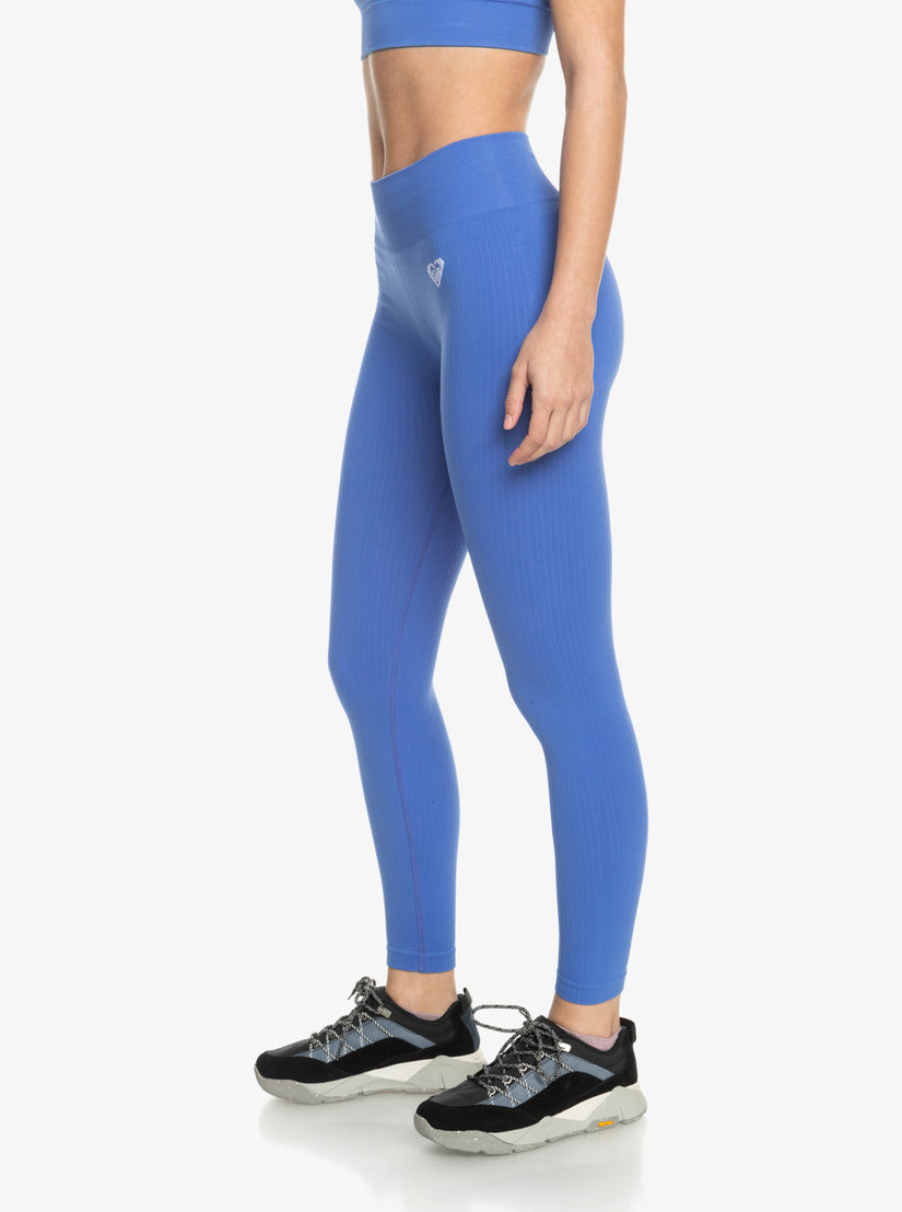 Women Roxy® Chill Out Seamless Rib Leggings Blue | AYGT-98137