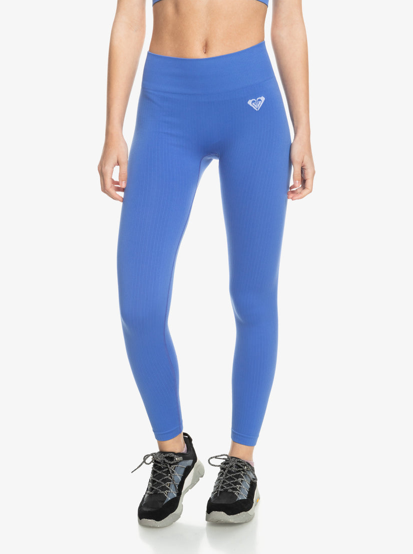 Women Roxy® Chill Out Seamless Rib Leggings Blue | AYGT-98137
