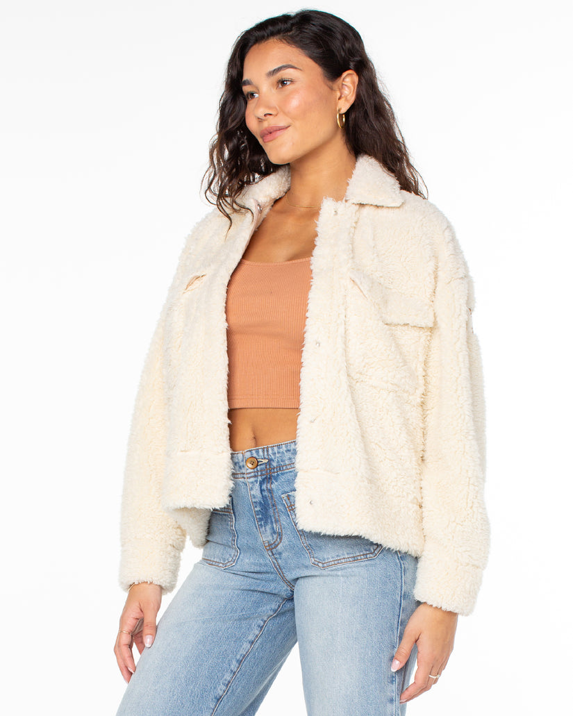 Women Roxy® Chilly Wave Snap Front Fleece Jackets Cream | RAFX-45019