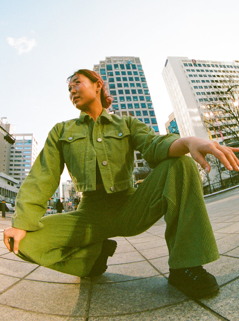 Women Roxy® Chloe Kim Corduroy Pants Green | OSAL-89643