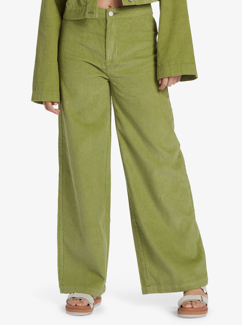 Women Roxy® Chloe Kim Corduroy Pants Green | OSAL-89643