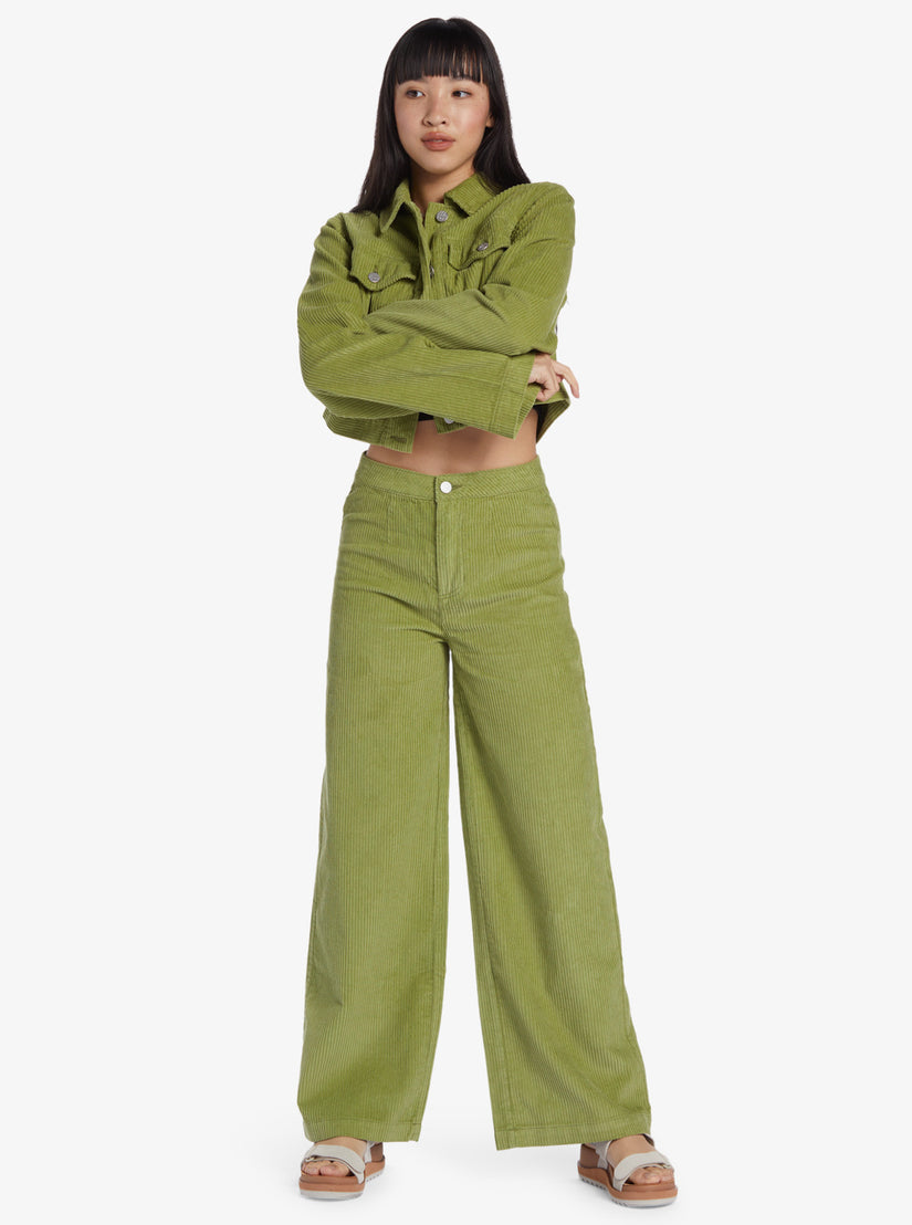Women Roxy® Chloe Kim Corduroy Pants Green | OSAL-89643