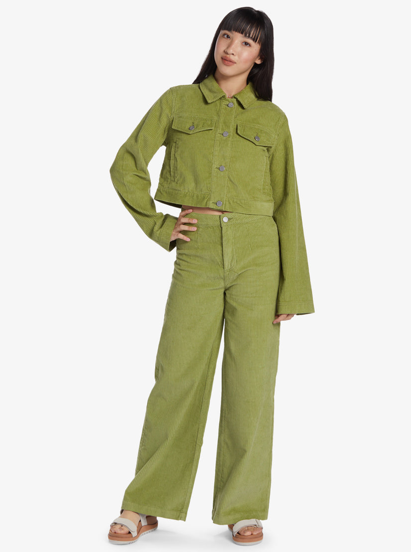 Women Roxy® Chloe Kim Cropped Corduroy Jackets Green | OFDK-97024